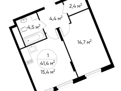 1-ком, 41,4 кв.м., 14/17эт.